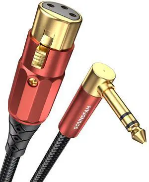 Female XLR to 1/4" Cable 90° Right Angle 6.35mm TRS to XLR Female Balanced Interconnect Cable for Guitar, Subwoofer, Mixer, Microphone(3 Feet/1 Meter) Female XLR to 1/4" Cable 90° Right Angle 6.35mm TRS to XLR Female Balanced Interconnect Cable for Guitar, Subwoofer, Mixer, Microphone(3 Feet/1 Meter)