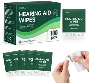 Hearing Aid Wipes 100 Count - Professional Alcohol-Free Individually Wrapped Cleaning Wipes, Thick Non-Woven Towelettes for All Hearing Device Brands, Earphones, Screens & Electronics Hearing Aid Wipes 100 Count - Professional Alcohol-Free Individually Wrapped Cleaning Wipes, Thick Non-Woven Towelettes for All Hearing Device Brands, Earphones, Screens & Electronics