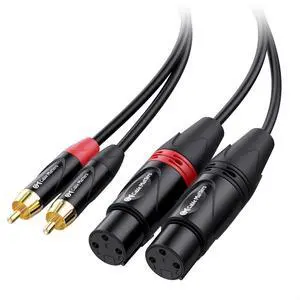 Dual XLR to RCA Cable, Dual Female XLR to RCA, 6ft | Unbalanced Stereo Interconnect, Oxygen-Free Copper, Braided Shielding, Gold-Plated RCA Connectors Dual XLR to RCA Cable, Dual Female XLR to RCA, 6ft | Unbalanced Stereo Interconnect, Oxygen-Free Copper, Braided Shielding, Gold-Plated RCA Connectors