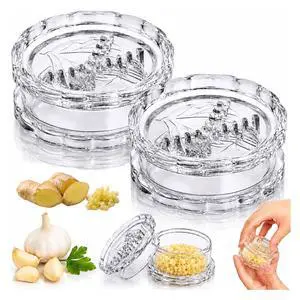 2PCS Clear Manual Garlic Twister and Ginger Mincer Tool, Manual Garlic Press and Mincer, Garlic Crusher, Garlic Grinder, Compact Garlic Mincer Tool, Ginger, Herbs (White-2PC) 2PCS Clear Manual Garlic Twister and Ginger Mincer Tool, Manual Garlic Press and Mincer, Garlic Crusher, Garlic Grinder, Compact Garlic Mincer Tool, Ginger, Herbs (White-2PC)