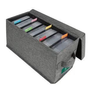 CD Storage Box with Lid, Practical CD Case Holder Organizer with Index Labels, 14.6 x 5.7 x 6.1 Inches to Store up to 35 CDs Jewel Cases and 193 Discs - Grey CD Storage Box with Lid, Practical CD Case Holder Organizer with Index Labels, 14.6 x 5.7 x 6.1 Inches to Store up to 35 CDs Jewel Cases and 193 Discs - Grey