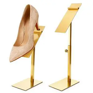 2 Pack Shoe Display Stand Stainless Steel, Gold Shoe Riser Adjustable Height, Metal High Heel Sandal Display Rack Holder for Home Closet, Boutique, Store 2 Pack Shoe Display Stand Stainless Steel, Gold Shoe Riser Adjustable Height, Metal High Heel Sandal Display Rack Holder for Home Closet, Boutique, Store