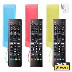 (Pack of 3) Replacement Remote Fit LG TV Remote with Anti-Lost Glow Protective Silicone Cover & Hook, Universal for LG All Smart LCD LED HDTV UHD OLED 3D 4K TVs(Blue&Yellow&Dark Pink) (Pack of 3) Replacement Remote Fit LG TV Remote with Anti-Lost Glow Protective Silicone Cover & Hook, Universal for LG All Smart LCD LED HDTV UHD OLED 3D 4K TVs(Blue&Yellow&Dark Pink)