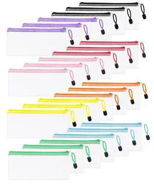 24 Pcs Lightweight Zipper Mesh Pouch Bags, Portable Clear Plastic A6 Storage Bags, Bulk Zipper Pouches for Home Office Travel Toiletries Cosmetics Organizer 24 Pcs Lightweight Zipper Mesh Pouch Bags, Portable Clear Plastic A6 Storage Bags, Bulk Zipper Pouches for Home Office Travel Toiletries Cosmetics Organizer