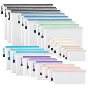 24pcs Mesh Zipper Pouch, Waterproof Zipper Bags, 8 Sizes Plastic Travel Pouch, 8 Colors, Multipurpose for Office Supplies and Travel Storage 24pcs Mesh Zipper Pouch, Waterproof Zipper Bags, 8 Sizes Plastic Travel Pouch, 8 Colors, Multipurpose for Office Supplies and Travel Storage