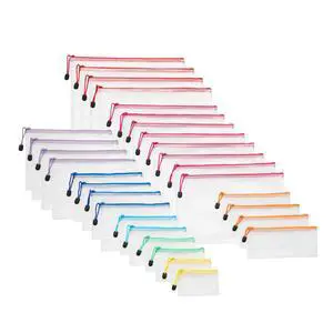 30-Pack Mesh Zipper Pouch Bags, 8 Sizes Assorted Colors Storage Organizers, Multipurpose Clear Travel Document Bags for Office Home School Organization 30-Pack Mesh Zipper Pouch Bags, 8 Sizes Assorted Colors Storage Organizers, Multipurpose Clear Travel Document Bags for Office Home School Organization