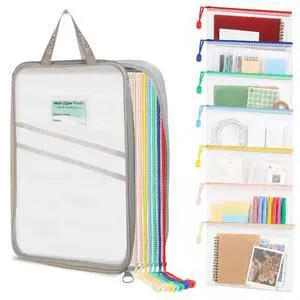7 Pack PVC Mesh Zipper Pouch Set with 1 Organizer Bag A4/Letter Size Translucent File Bags Water-Resistant Plastic Document Pouches for Office College School & Travel Supplies (8pcs) 7 Pack PVC Mesh Zipper Pouch Set with 1 Organizer Bag A4/Letter Size Translucent File Bags Water-Resistant Plastic Document Pouches for Office College School & Travel Supplies (8pcs)