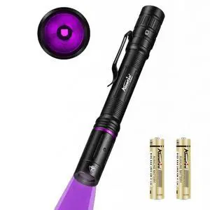 P66 Mini 3W UV Flashlight 365nm Portable Ultraviolet Small EDC Black Light for Pet Urine Detector, Minerals, Scorpions, Finding Stains, Money Checker with 2PCS AAA Battery Easy to Replace P66 Mini 3W UV Flashlight 365nm Portable Ultraviolet Small EDC Black Light for Pet Urine Detector, Minerals, Scorpions, Finding Stains, Money Checker with 2PCS AAA Battery Easy to Replace