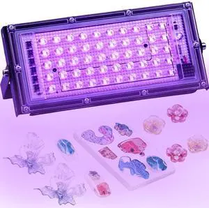 UV Light for Resin, Portable UV Black Light, 50W Fast 3D Printer Curing UV Lamp, Jewelry Making Supplies for Resin UV, DIY Craft, Glow Party, Fluorescent Poster, Halloween, Body Paint UV Light for Resin, Portable UV Black Light, 50W Fast 3D Printer Curing UV Lamp, Jewelry Making Supplies for Resin UV, DIY Craft, Glow Party, Fluorescent Poster, Halloween, Body Paint