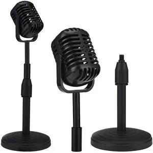 Vintage Desktop Microphone Prop Model with Adjustable Stand, Classic Retro Style Fake Microphone Prop for Home Decro Costume Role Play & Game Night - Black Vintage Desktop Microphone Prop Model with Adjustable Stand, Classic Retro Style Fake Microphone Prop for Home Decro Costume Role Play & Game Night - Black