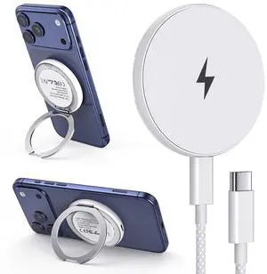 2 in 1 for MagSafe Magnetic Wireless Charger Pad & Stand for iPhone 12-17(All Series) with 6.6Ft USB-C Woven Charging Cable 2 in 1 for MagSafe Magnetic Wireless Charger Pad & Stand for iPhone 12-17(All Series) with 6.6Ft USB-C Woven Charging Cable