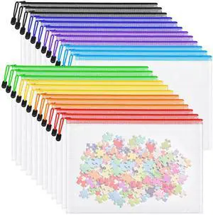 24pcs Mesh Zipper Pouch Bags, A4 Letter Size 8 Colors Plastic Zipper Bags for Organizing Storage, Clear Pouches with Zipper, Waterproof Mesh Bags for Office Supplies, Home Organize, Travel Storage 24pcs Mesh Zipper Pouch Bags, A4 Letter Size 8 Colors Plastic Zipper Bags for Organizing Storage, Clear Pouches with Zipper, Waterproof Mesh Bags for Office Supplies, Home Organize, Travel Storage