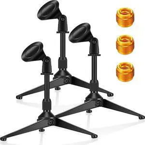 3 Pack Desktop Mic Stand Portable Foldable Tripod with Mic Clip Holder Adjustable Height Tabletop Microphone Stand 5/8 Inch Male to 3/8 Inch for Dynamic Recording Podcast 3 Pack Desktop Mic Stand Portable Foldable Tripod with Mic Clip Holder Adjustable Height Tabletop Microphone Stand 5/8 Inch Male to 3/8 Inch for Dynamic Recording Podcast