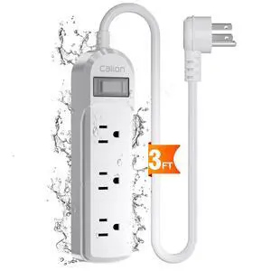 White Outdoor Power Strip Weatherproof, 3FT Short Waterproof Extension Cord with 3 Wide Outlets, 16AWG 1625W/13Amps Outlet Extender for Kitchen, Patio, Garden Lighting White Outdoor Power Strip Weatherproof, 3FT Short Waterproof Extension Cord with 3 Wide Outlets, 16AWG 1625W/13Amps Outlet Extender for Kitchen, Patio, Garden Lighting