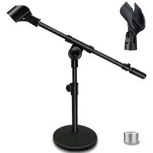 Adjustable Desktop Mic Stand, Desk Stand Tabletop Table Top Microphone Stand with Mic Clip for Handheld Microphone, Boom Arm, 5/8" Male to 3/8" Female Screw Adapter Adjustable Desktop Mic Stand, Desk Stand Tabletop Table Top Microphone Stand with Mic Clip for Handheld Microphone, Boom Arm, 5/8" Male to 3/8" Female Screw Adapter