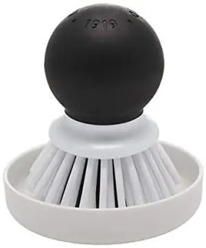 Palm Brush with Dish Tray to Keep Countertops Dry and Clean, Durable Nylon Bristles for Tough Cleaning, Dishwasher Safe, 2 Piece, Black Palm Brush with Dish Tray to Keep Countertops Dry and Clean, Durable Nylon Bristles for Tough Cleaning, Dishwasher Safe, 2 Piece, Black