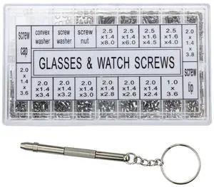 1000pcs Micro Eyeglass Sunglass Repair Screws, Nuts Assortment Stainless Steel Screws for Spectacles Watch with (Screwdriver) 1000pcs Micro Eyeglass Sunglass Repair Screws, Nuts Assortment Stainless Steel Screws for Spectacles Watch with (Screwdriver)