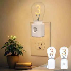 LED Night Light, Brightness Adjustable Night Lights Plug into Wall, Vintage Nightlight with Motion Sensor, 2200KAmber, Dimmable Plug in Nightlights for Bedroom, Gift, 2-Pack LED Night Light, Brightness Adjustable Night Lights Plug into Wall, Vintage Nightlight with Motion Sensor, 2200KAmber, Dimmable Plug in Nightlights for Bedroom, Gift, 2-Pack