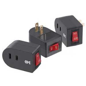 3-Pack 2 Prong Outlet ON Off Plug-in Switch, Black 3-Pack 2 Prong Outlet ON Off Plug-in Switch, Black