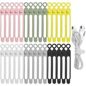 30Pcs Silicone Cable Ties, Cord Organizer Cable Management 30Pcs Silicone Cable Ties, Cord Organizer Cable Management