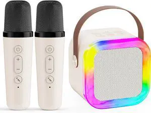Karaoke Machine for Kids,2026 New Mini Portable Karaoke Toys, Karaoke Speaker with 2 Wireless Microphone & Light for Home Party for Adults (Beige-2Mic) Karaoke Machine for Kids,2026 New Mini Portable Karaoke Toys, Karaoke Speaker with 2 Wireless Microphone & Light for Home Party for Adults (Beige-2Mic)
