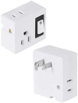 3 Outlet Wall Adapter with a Power Switch,2-Prong to 3-Prong Wall Plug or Travel Home Hotel Office-White - 2 Pack 3 Outlet Wall Adapter with a Power Switch,2-Prong to 3-Prong Wall Plug or Travel Home Hotel Office-White - 2 Pack