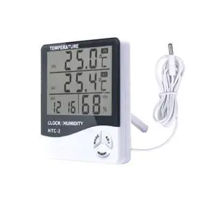 Temperature Humidity Meter,LCD Electronic Digital Outdoor/Indoor Thermometer Hygrometer with Clock Time Humidity Monitor for Home,Bedroom,Pet,Reptile,Plant,Greenhouse,Basement,Guitar (HTC-2) Temperature Humidity Meter,LCD Electronic Digital Outdoor/Indoor Thermometer Hygrometer with Clock Time Humidity Monitor for Home,Bedroom,Pet,Reptile,Plant,Greenhouse,Basement,Guitar (HTC-2)