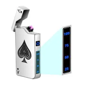 Electric Lighter - Rechargeable USB, Dual Arc Plasma, Windproof Flameless, Pocket Metal Lighter with LED Battery Indication for Candles, Camping (Silver Ace) Electric Lighter - Rechargeable USB, Dual Arc Plasma, Windproof Flameless, Pocket Metal Lighter with LED Battery Indication for Candles, Camping (Silver Ace)