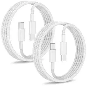 USB-C to USB-C Woven Charging Cable, 60W Fast Charge Type-C Cord for iPhone 16/15 Pro/Plus/16E, iPad Pro/Air 3ft (Pack of 2) USB-C to USB-C Woven Charging Cable, 60W Fast Charge Type-C Cord for iPhone 16/15 Pro/Plus/16E, iPad Pro/Air 3ft (Pack of 2)