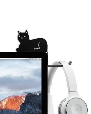 Monitor Stand, Puppy Tail Hook for Headphone, Saves Desk Space and Protects Headphones, Organizer Decorative Hanger for Hanging Keys Cables and More (Black (Cat)) Monitor Stand, Puppy Tail Hook for Headphone, Saves Desk Space and Protects Headphones, Organizer Decorative Hanger for Hanging Keys Cables and More (Black (Cat))