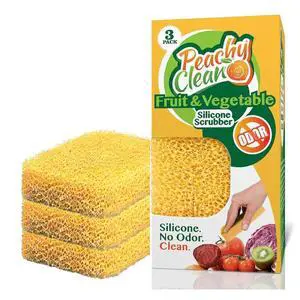 Silicone Fruit & Vegetable Scrubber, Produce Cleaning Sponge, Reusable Food Scrubber for Fruits & Veggies, Made in USA (3-Pack) Silicone Fruit & Vegetable Scrubber, Produce Cleaning Sponge, Reusable Food Scrubber for Fruits & Veggies, Made in USA (3-Pack)