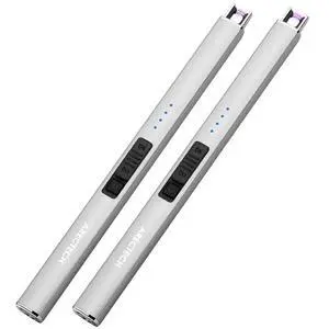 Electric Candle Lighter with Type-C Cable Birthday Gift for Man Women Wife Rechargeable Plasma Arc Lighters for Candle Camping Kitchen Stove Silver 2 Pack Electric Candle Lighter with Type-C Cable Birthday Gift for Man Women Wife Rechargeable Plasma Arc Lighters for Candle Camping Kitchen Stove Silver 2 Pack