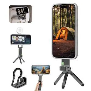 Magnetic Phone Tripod Stand for Magsafe Accessories - Mini Pocket Cell Phone Stand Strong Quick Mount Phone Holder Travel Essentials for Cell Phone Video Recording Camera Mounts, Black Magnetic Phone Tripod Stand for Magsafe Accessories - Mini Pocket Cell Phone Stand Strong Quick Mount Phone Holder Travel Essentials for Cell Phone Video Recording Camera Mounts, Black