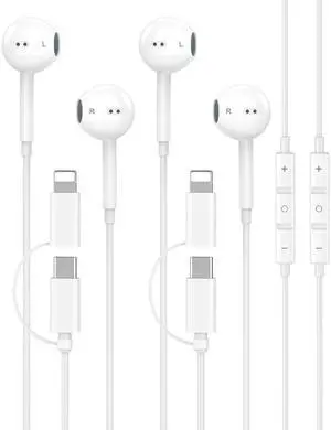 Upgraded iPhone Headphones Wired, 2-in-1 Lightning/USB C Earbuds Wired Upgraded iPhone Headphones Wired, 2-in-1 Lightning/USB C Earbuds Wired