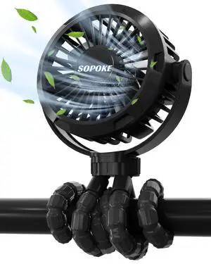 3 Speed Mini Rechargeable Baby Stroller Fan, Black 3 Speed Mini Rechargeable Baby Stroller Fan, Black