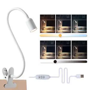 LED Reading Lights for Bed Headboard, Clip on Spotlight Lamp for Desk, Dorm Bed, Dimmable USB Clamp Book Light with Flexible Gooseneck, Change Color Temperature 3000/4000/6000K LED Reading Lights for Bed Headboard, Clip on Spotlight Lamp for Desk, Dorm Bed, Dimmable USB Clamp Book Light with Flexible Gooseneck, Change Color Temperature 3000/4000/6000K