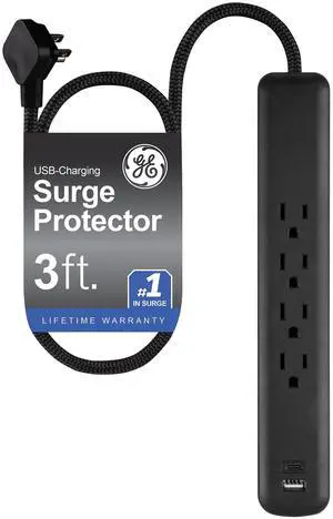 Surge Protector Power Strip with USB Ports, 3 Ft Braided Extension Cord Surge Protector Power Strip with USB Ports, 3 Ft Braided Extension Cord
