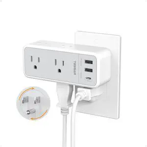 Outlet Splitter with 360 Rotating Plug, 1800J Surge Protector, Grey Outlet Splitter with 360 Rotating Plug, 1800J Surge Protector, Grey