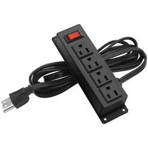 4 Outlet Power Strip with Switch, 6Ft Flat Extension Cord, Black, 1 4 Outlet Power Strip with Switch, 6Ft Flat Extension Cord, Black, 1