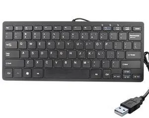 USB Mini Slim Wired 78 Key Small Super Thin Compact Keyboard for Desktop Laptop PC Win 7 Mac (Black) USB Mini Slim Wired 78 Key Small Super Thin Compact Keyboard for Desktop Laptop PC Win 7 Mac (Black)