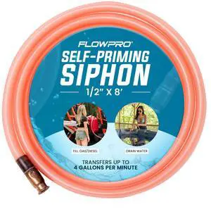 1/2 x 8 Self-Priming Shaker Jiggler Siphon Hose, FlowPro Siphon Gas & Fuel Transfer Pump, Gas Can Siphon for Boats, Jet Ski, Pontoon. Water Siphon Pump for Hot Tub Drain and Cold Plunge | 4 GPM 1/2 x 8 Self-Priming Shaker Jiggler Siphon Hose, FlowPro Siphon Gas & Fuel Transfer Pump, Gas Can Siphon for Boats, Jet Ski, Pontoon. Water Siphon Pump for Hot Tub Drain and Cold Plunge | 4 GPM