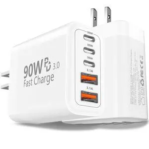 90W Fast Charging Block 2Pack, 5-Port USB C Charger Station (3C+2A), Super Fast Type C Wall Plug Compatible with iPhone 17/16/15, Samsung Galaxy S25/S26, Desk Accessories 90W Fast Charging Block 2Pack, 5-Port USB C Charger Station (3C+2A), Super Fast Type C Wall Plug Compatible with iPhone 17/16/15, Samsung Galaxy S25/S26, Desk Accessories