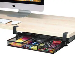 Desk Drawer Organizer Clamp-On, Mesh Metal Attachment, 1 Drawer Slide Out, On or Under Desk Organizer for Office Supplies & Home Essentials Desk Drawer Organizer Clamp-On, Mesh Metal Attachment, 1 Drawer Slide Out, On or Under Desk Organizer for Office Supplies & Home Essentials
