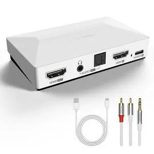 Audio Extractor 4K60 Opt 3.5mmJack Adapter SplitterConverter AUX White Audio Extractor 4K60 Opt 3.5mmJack Adapter SplitterConverter AUX White