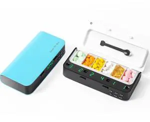 Pill Dispenser with Alarm, Daily Medicine Pill Organizer with up to 7 Alarms A Day,Smart Pill Box 6 Compartments, Christmas Thanksgiving Gift Pill Reminder for Elderly (Blue) Pill Dispenser with Alarm, Daily Medicine Pill Organizer with up to 7 Alarms A Day,Smart Pill Box 6 Compartments, Christmas Thanksgiving Gift Pill Reminder for Elderly (Blue)