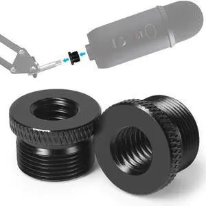 2 Pack Screw Thread Adapter, 5/8" Male to 3/8" Female Mic Screw for Blue Yeti/Blue Snowball/Yeti X Microphone Stand Mount (Black) 2 Pack Screw Thread Adapter, 5/8" Male to 3/8" Female Mic Screw for Blue Yeti/Blue Snowball/Yeti X Microphone Stand Mount (Black)
