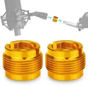 2 PCS Gold Colour Adapter for HyperX QuadCast Mic, Blue Yeti, Rode, Razer, Shure and Most USB Microphone, Shock Mount, Boom Arm Screw Thread Adapter 5/8" Male to 3/8" Female Screw Adapter by YOUSHARES 2 PCS Gold Colour Adapter for HyperX QuadCast Mic, Blue Yeti, Rode, Razer, Shure and Most USB Microphone, Shock Mount, Boom Arm Screw Thread Adapter 5/8" Male to 3/8" Female Screw Adapter by YOUSHARES