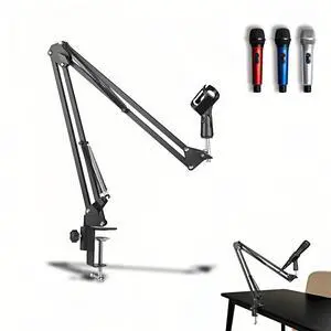 Microphone Boom Arm Stand, Adjustable Desk Mount Scissor Arm with 360° Rotation, Heavy Duty Metal, for Podcast, Recording, Streaming, Gaming, Voice-Over, Studio, Home Office Black Microphone Boom Arm Stand, Adjustable Desk Mount Scissor Arm with 360° Rotation, Heavy Duty Metal, for Podcast, Recording, Streaming, Gaming, Voice-Over, Studio, Home Office Black