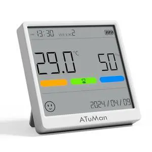 THse Digital Thermo-Hygrometer with High-Precision Sensor, 4.3'' Large LCD Display & Long Battery Life - Indoor Temperature Humidity Monitor for Home, Office, Greenhouse THse Digital Thermo-Hygrometer with High-Precision Sensor, 4.3'' Large LCD Display & Long Battery Life - Indoor Temperature Humidity Monitor for Home, Office, Greenhouse