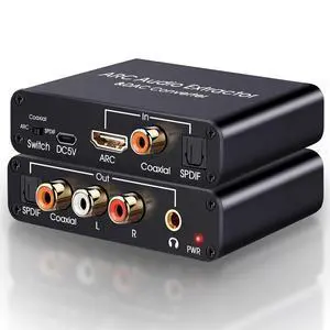HDMI ARC Audio Extractor, 192KHz ARC Audio Extractor DAC Converter, Digital to Analog Audio Converter, Optical/SPDIF Coaxial HDMI ARC to Optical/SPDIF Coaxial Stereo L/R 3.5mm Jack for TV HDMI ARC Audio Extractor, 192KHz ARC Audio Extractor DAC Converter, Digital to Analog Audio Converter, Optical/SPDIF Coaxial HDMI ARC to Optical/SPDIF Coaxial Stereo L/R 3.5mm Jack for TV